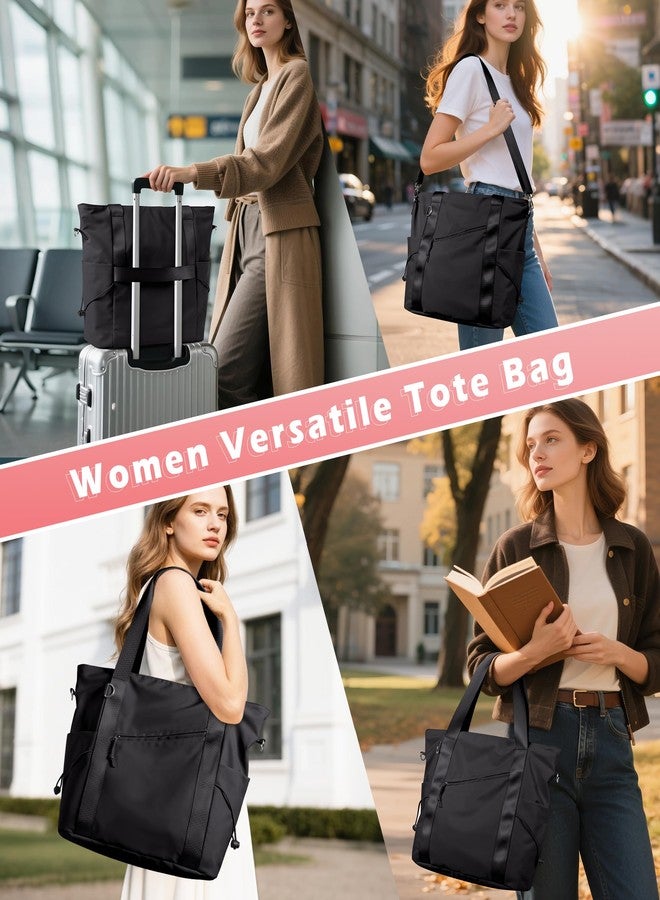 Smasrob Work Tote with Crossbody Strap for Women, Tote Bag and Water Bottle Pocket for Work and School, Black - Image 5
